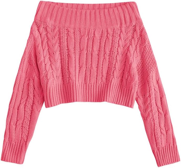 ZAFUL Women V Neck Button Knit Crop Sweaters Batwing Sleeve V Back Ribbed Hem Pullover Sweater