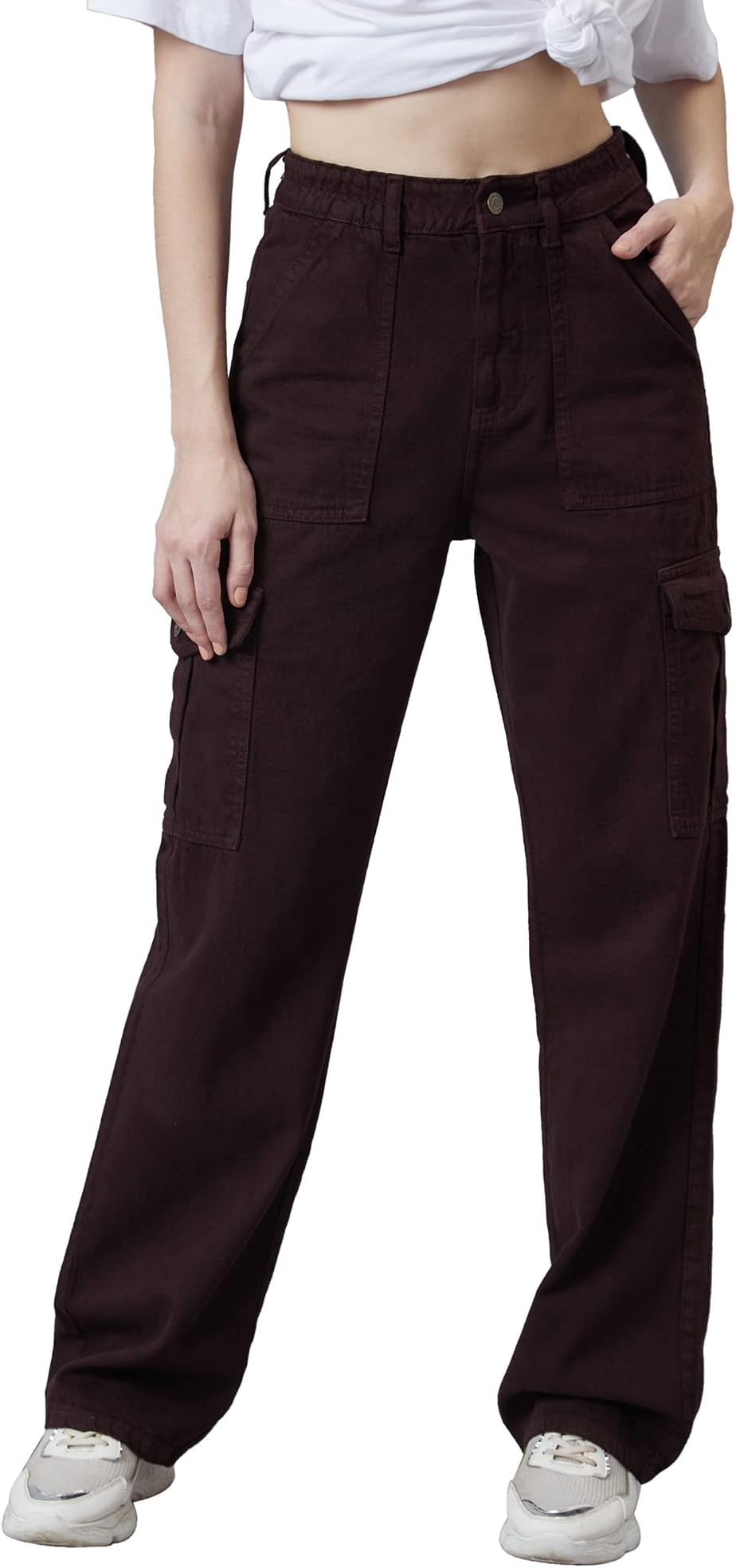 TARAMA High Rise Cargo Wide Leg Jeans