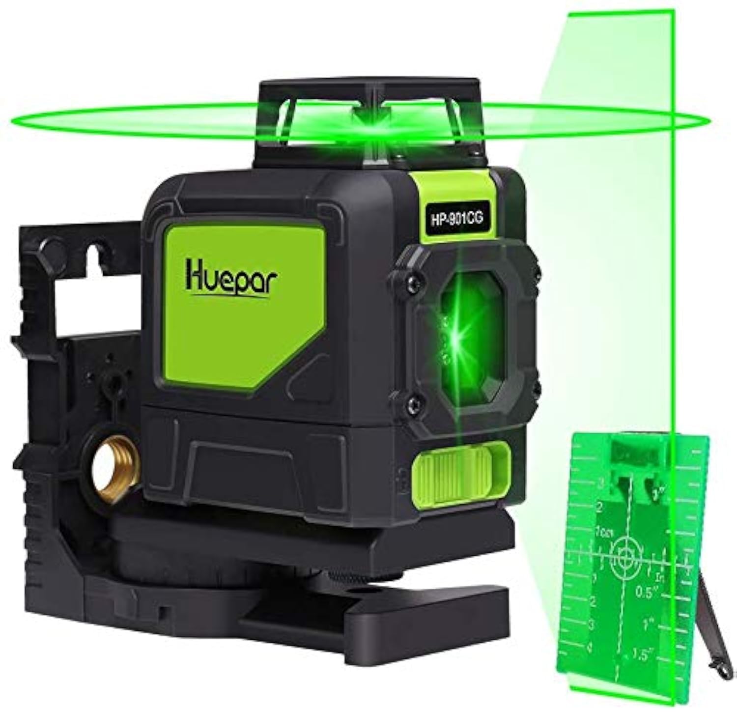 Huepar901CG Laser Level Mute - Green Beam Cross Laser Self-Leveling - Green Laser Level - 360° Self Levelling Laser Line - Professional Leveling Tool - Green Line Lasers - Laser Spirit Level