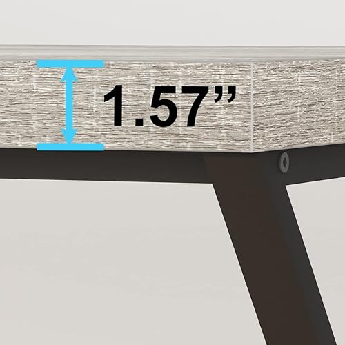 Miniatura 7 de IBF Escritorio gris para computadora, moderno escritorio de estudio para oficina en casa, escritorio de trabajo ejecutivo de metal de madera