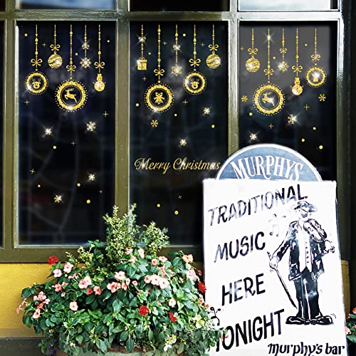 Huge Me Christmas Gift Pendant Cling Decals Come with Adhesive Gift Reindeer Bells Angel & Snowman Window Stickers Holiday Decorations for Party