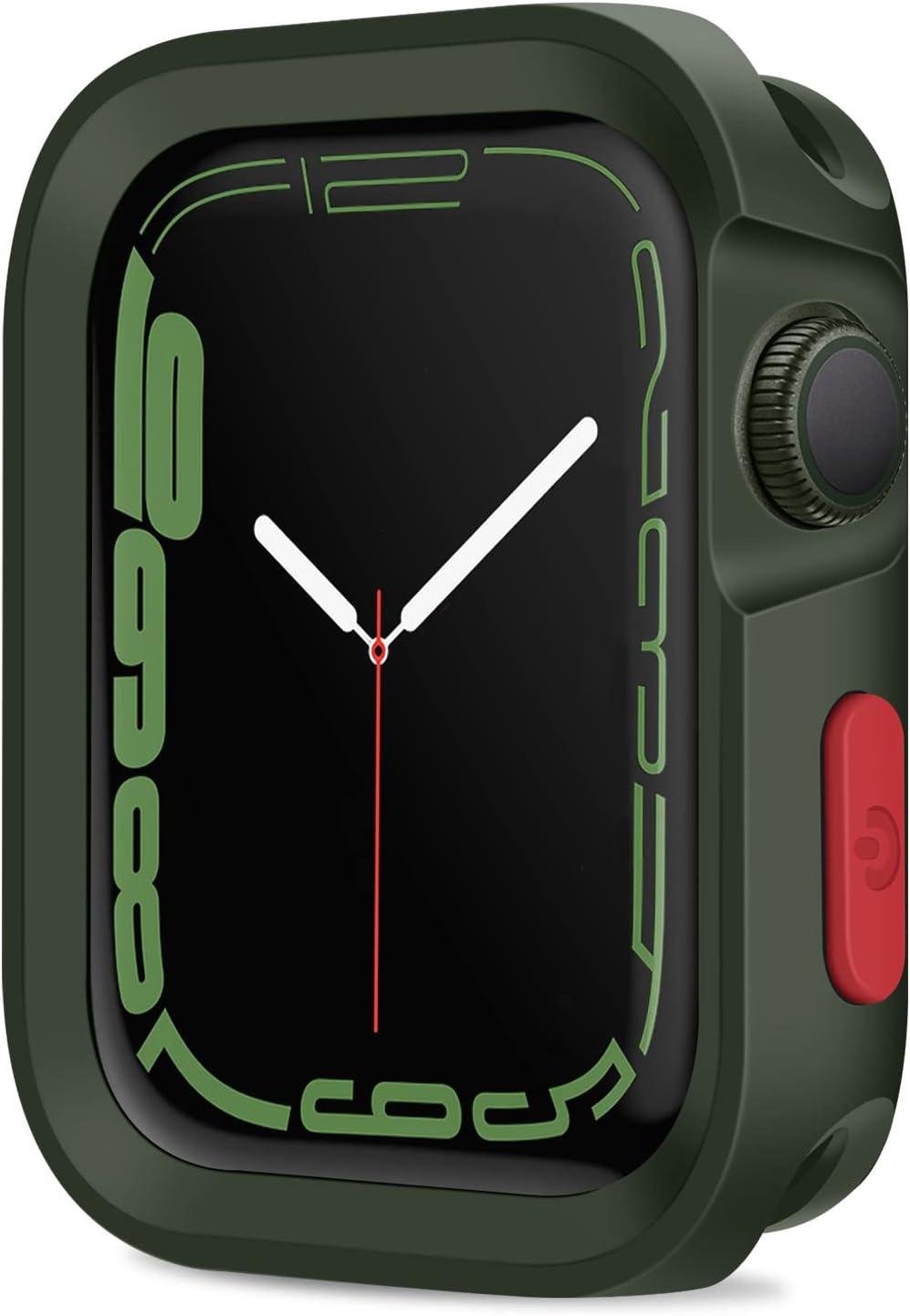 Amizee Rugged Case Compatible with Apple Watch Case Series 9/8/7 45mm SE 3/2/1 Series 6/5/4 44mm, Soft TPU Shockproof Bumper Drop Proof Protective Cover Compatible with iWatch - Army Green