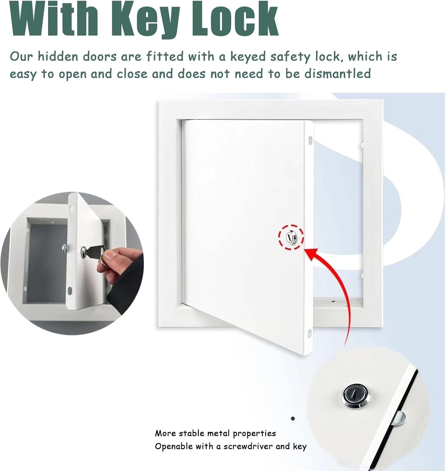 Locking Access Panel for Plumbing - Metal Inspection Hatch, Service Shaft Door, Fire Protection Access Door (40x45cm/16x18in) - Secure Keyed Entry