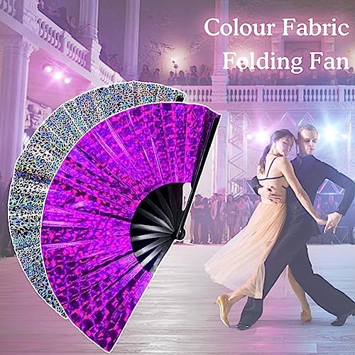 BOWTONG UV Glow Rave Fan, Hand Fan Festival Fan Geschenk für EDM, Musikfestival, Event, Party-3