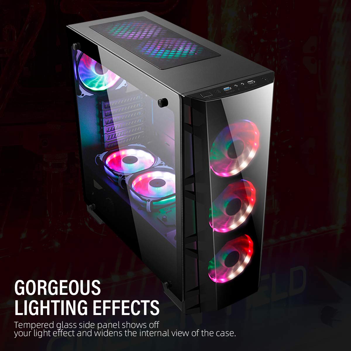 Amazon.co.jp: GOLDEN FIELD Z7 ミドルタワー PCケース ゲーム PC