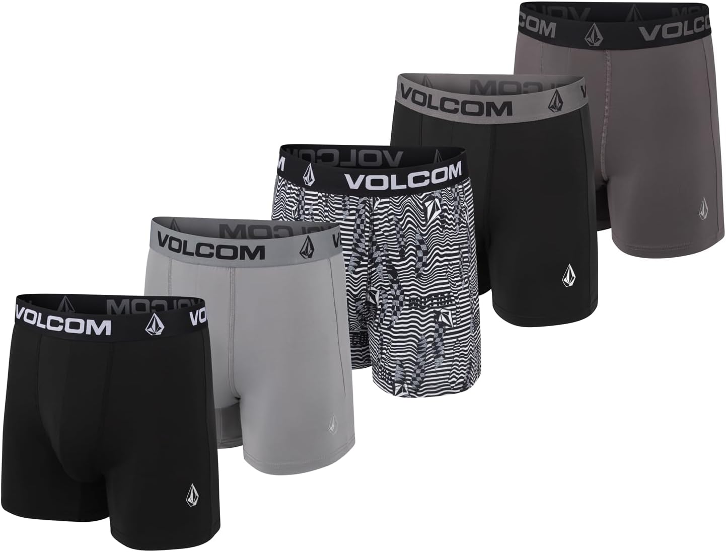 Volcom Mens Boxer Briefs 5 Pack Poly Spandex Performance Boxer Briefs Underwear