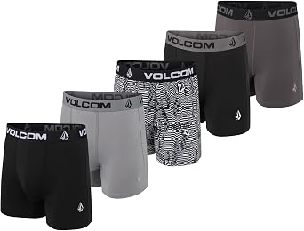 Volcom Mens Boxer Briefs 5 Pack Poly Spandex Performance Boxer Briefs Underwear