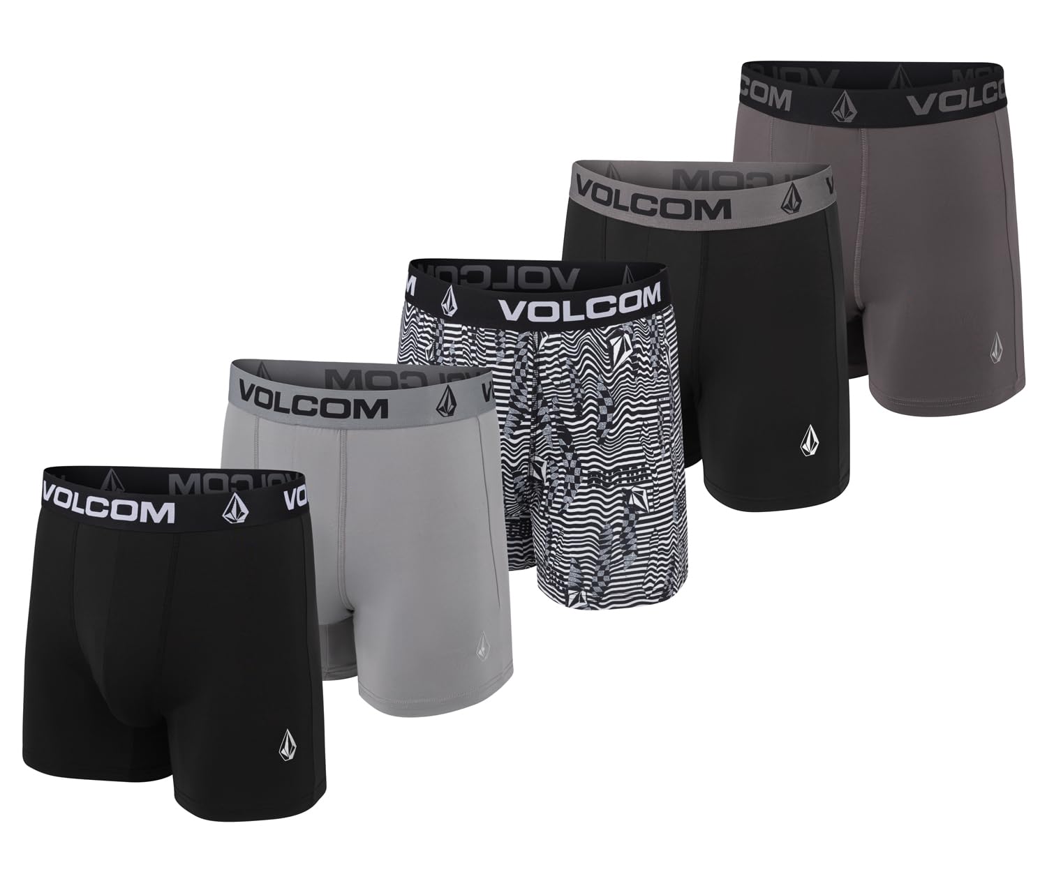 Volcom Mens Boxer Briefs 5 Pack Poly Spandex Performance Boxer Briefs Underwear