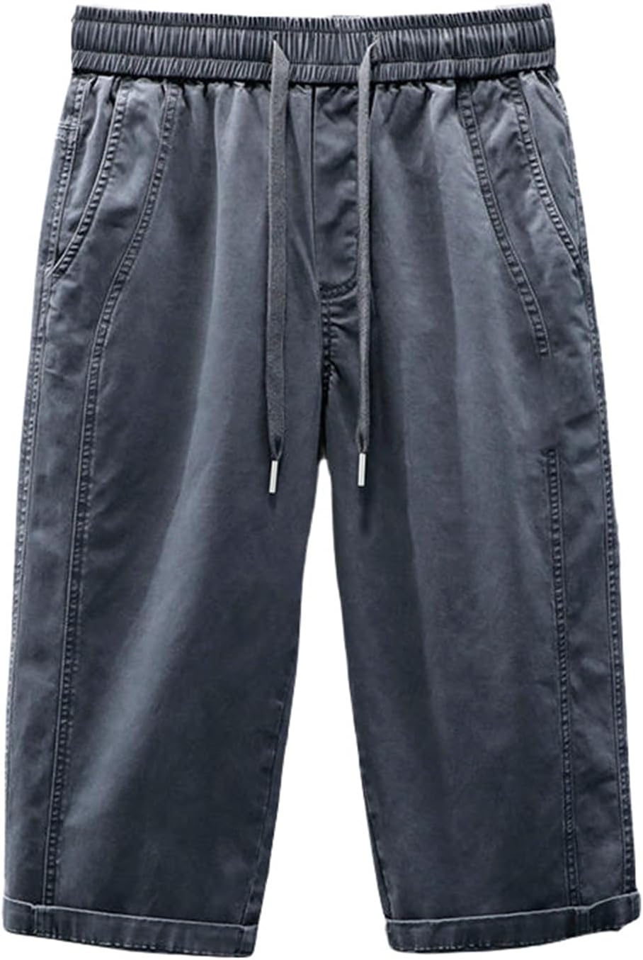 Men's Summer Casual Thin Three Quarter Length Straight Cotton Sport Mid-Length Breeches Shorts