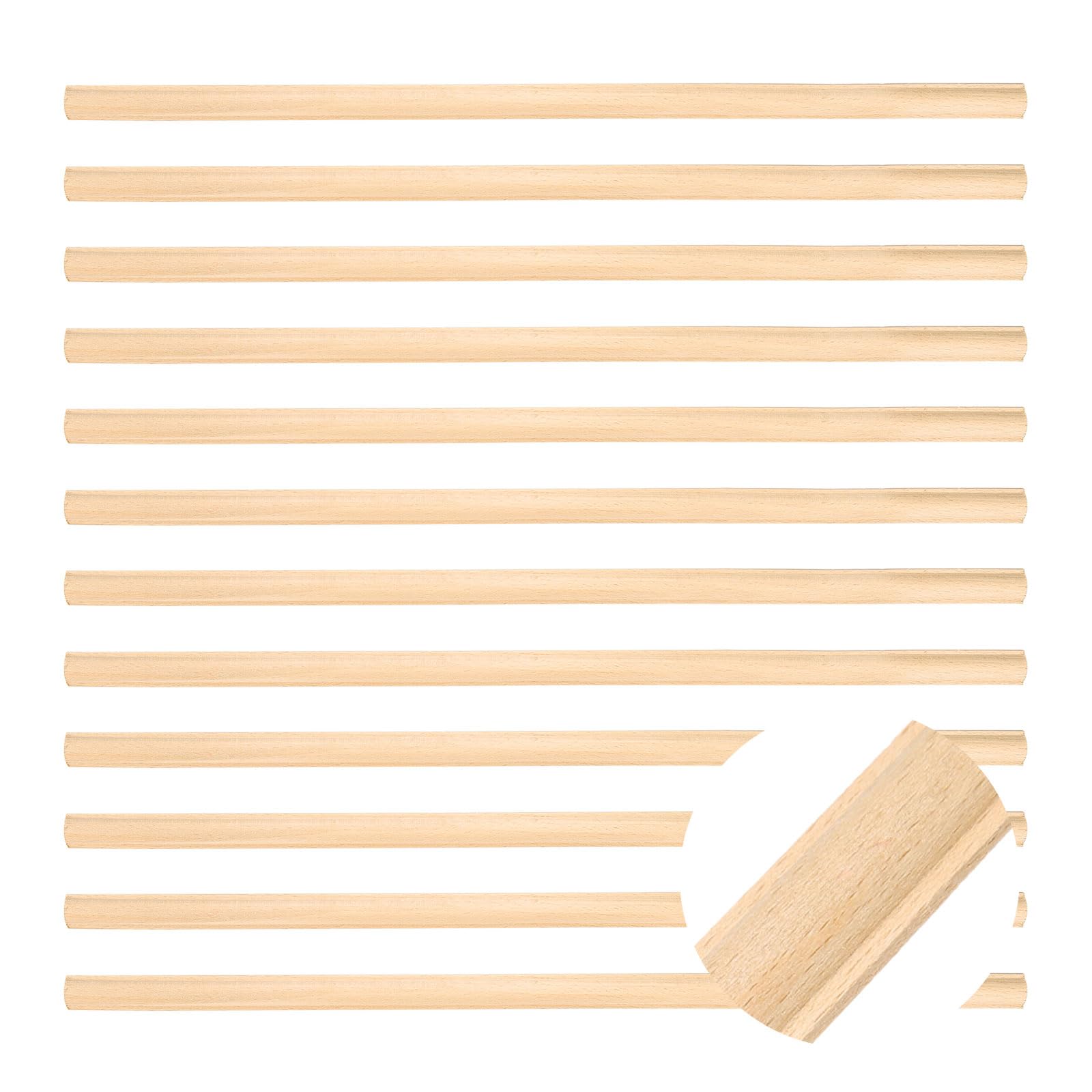 sourcing map 12Pcs 15.75" Decorative Wood Trim, Unfinished 3D Wooden Furniture Molding Trim for DIY Craft, Home Wall Cabinet Shelf Window Door (Cylinder, 12mm)