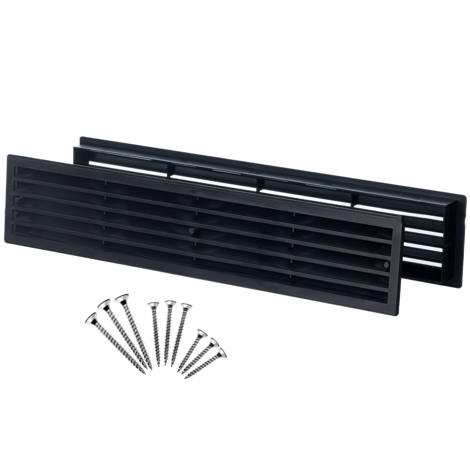 Steinberg14 Black Door Vent Cover 17.7x3.6 inch with Screws - Plastic Ventilation Grill - Door Vents for Interior Doors Two Sided - Door Louver Vent - Door Return Air Vent with Screws