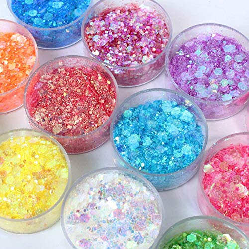 12 Color Chunky Nail Glitter Body Glitter Makeup Glitter for Face Body Eye Hair Crafts Cosmetic Sequins - Thumbnail 4