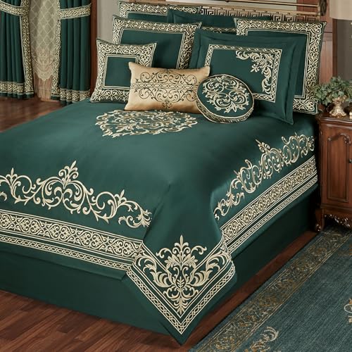 Balmoral Luxury Bedding | Emerald Green | Palace-Inspired Golden Scrollwork