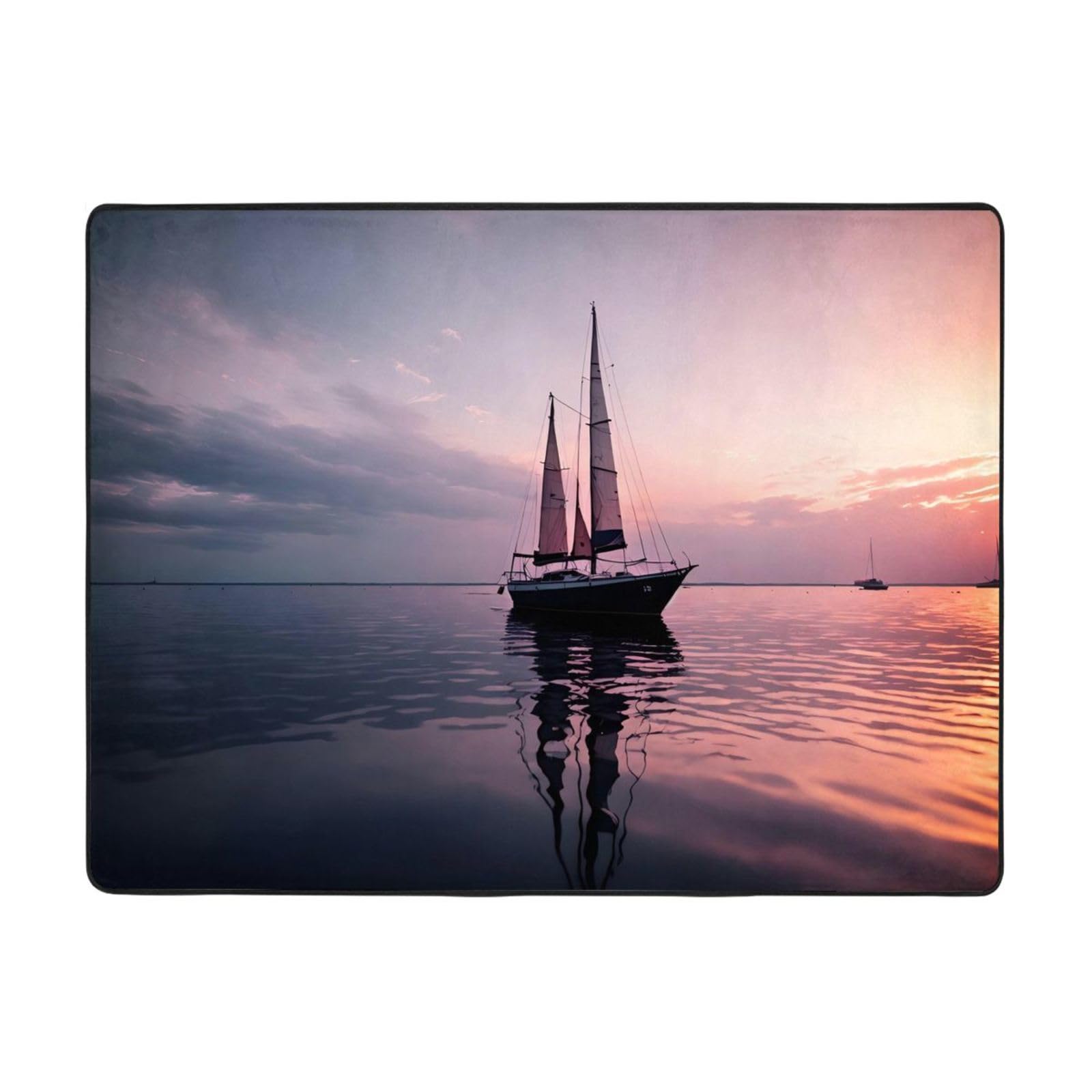 WZYWHJ Area Rugs,Living Room Floor Mats Runner Rug Non-Skip Nursery Mat Playing Carpet 63 x 48 inch Sailboat at Sunset Printing