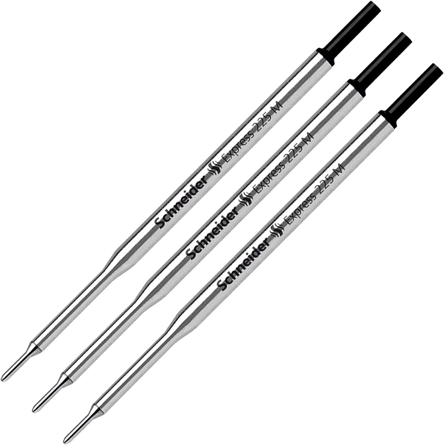 Schneider Express 225 Pack of 3 Pen Refills, Ink Refills Medium Tip, Black