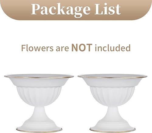 Miniatura 7 de Sziqiqi - Macetas de arreglos florales blancos para centros de mesa de boda - 2 piezas de macetas metálicas pequeñas para urnas de flores para