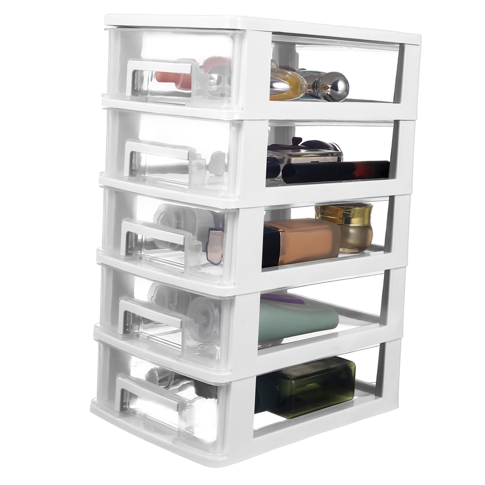 Organisateur transparent à tiroirs plastique bureau et papeterie compact