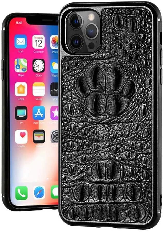 Coque iPhone 12 Pro antichoc, étui alligator anti-rayure avec protection écran et caméra crâne