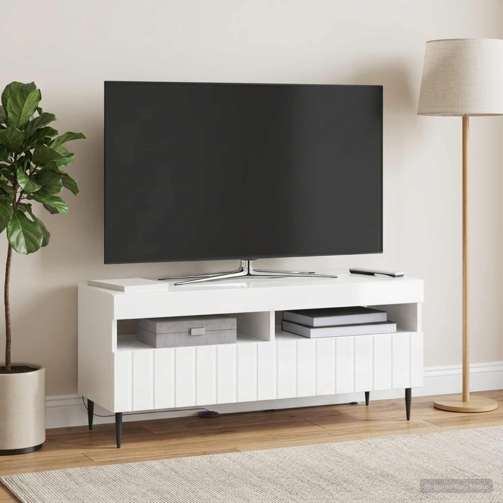 Mobile TV LED Bianco Lucido in Legno Ingegnerizzato