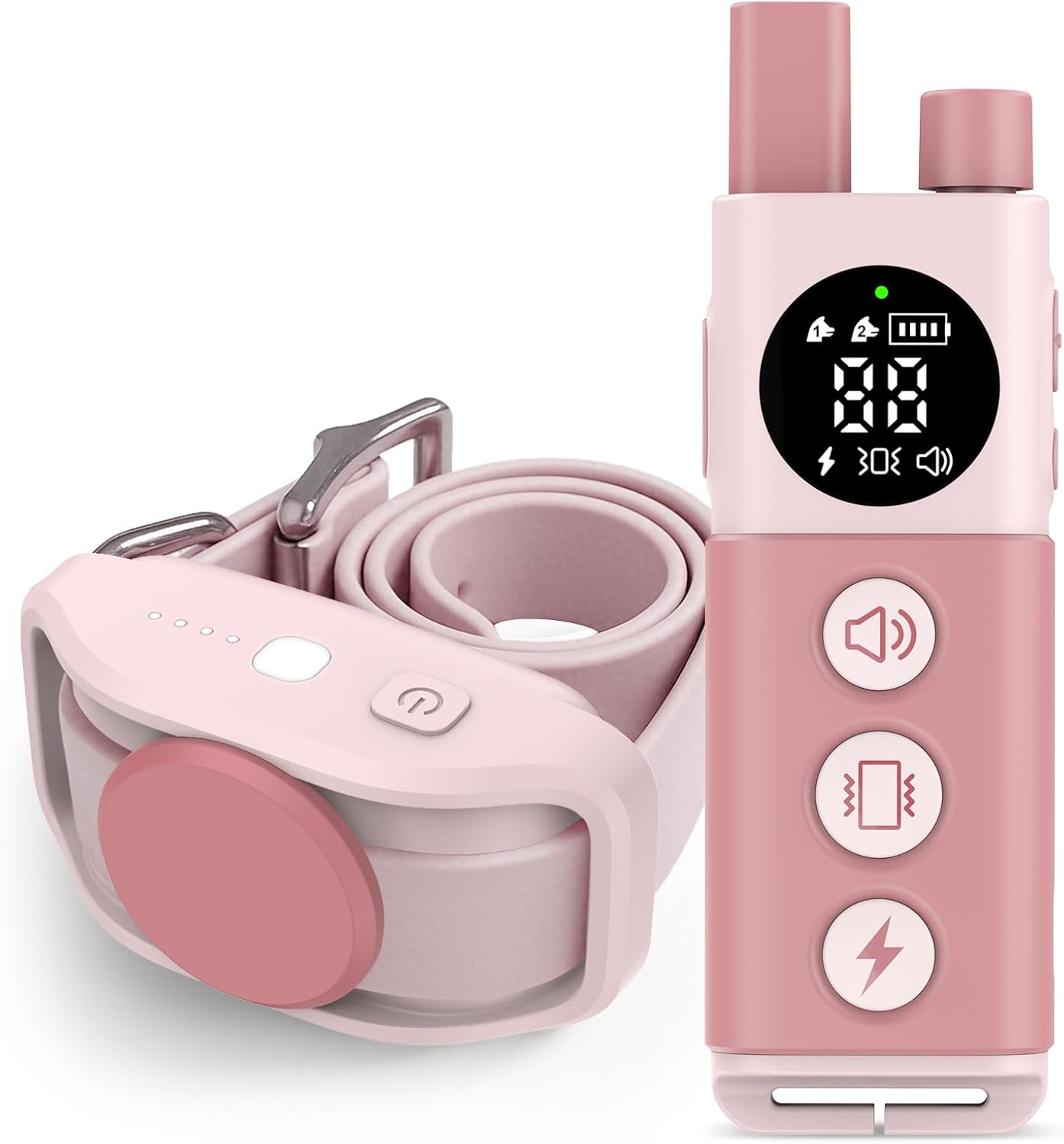 Delupet Dog Shock Collar - 4200FT Remote Control with 3 Training Modes - Beep, Vibration, Safe Shock, IPX8 Waterproof Rechargeable Electric Collars for Small Medium Large Dogs (Pink)