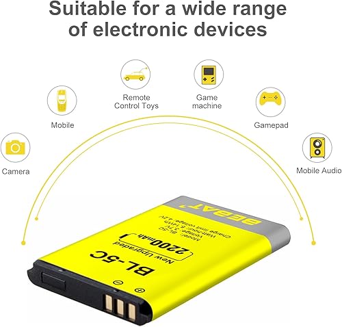 Miniatura 7 de Batería BL-5C, batería recargable de 3.7 V 1800 mAh BL-5C adecuada para radio doméstica, Nokia con protección actual
