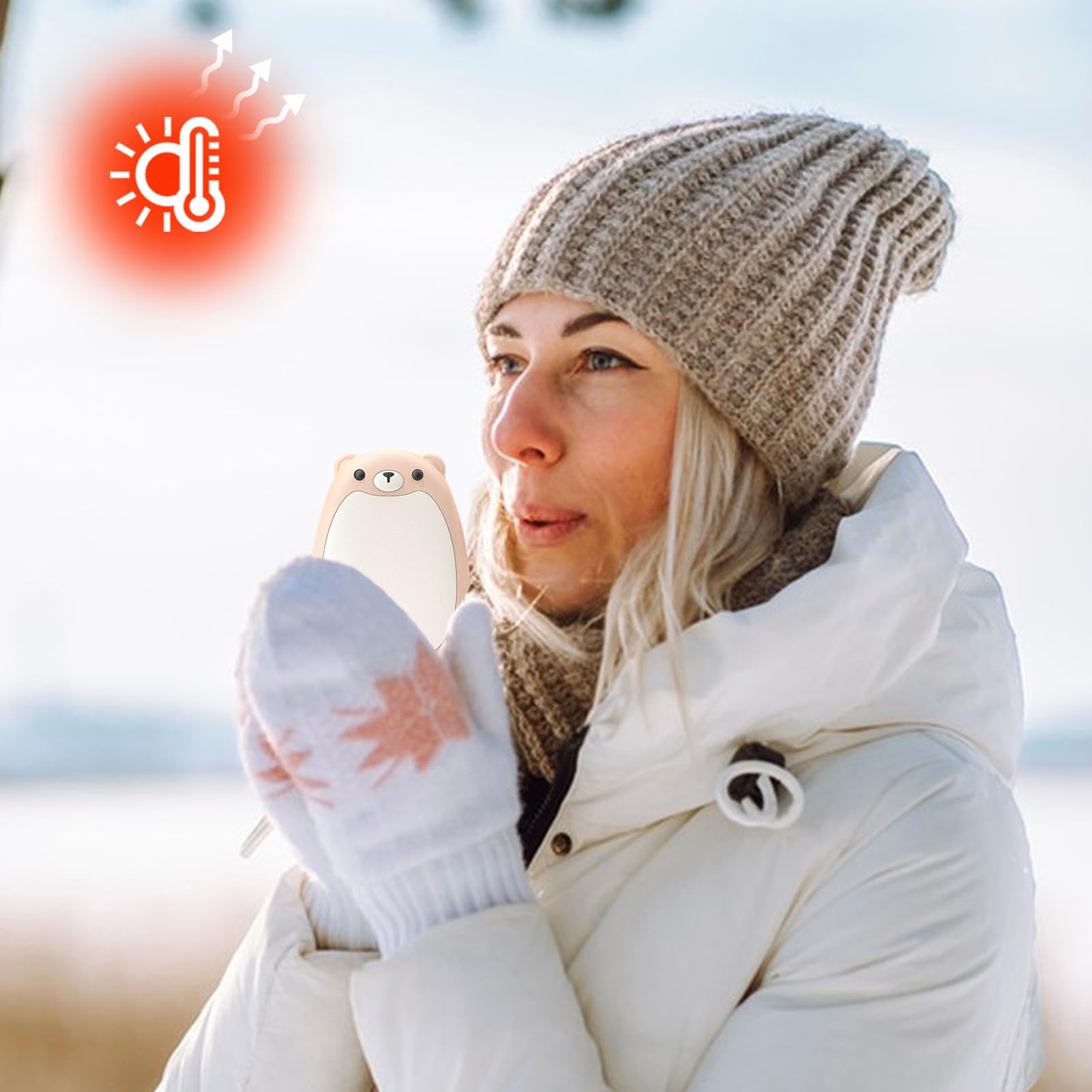Chauffe-mains rechargeable, avec thermostat à 3 températures – Chauffe-mains rechargeable | Pour enfants, fête de Noël, camping, randonnée, temps froid, maison et bureau