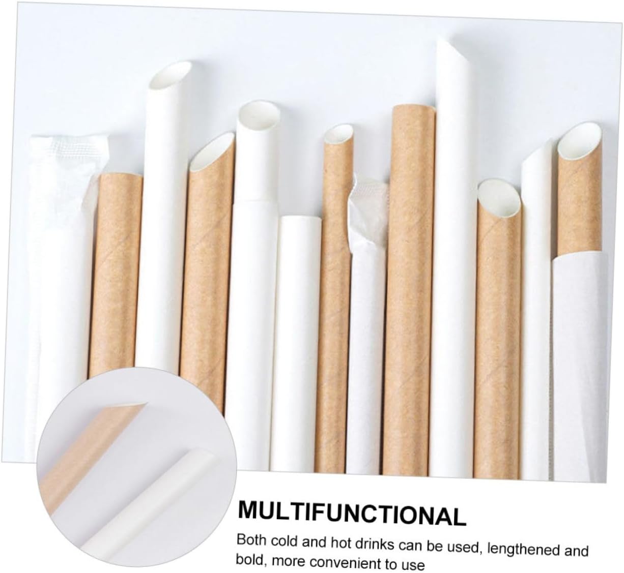 Artibetter Disposable Paper Straws 100pcs Pack 12x200mm Pulp Milk Tea Shop Straws with Independent Packaging for Juice and Beverage Use
