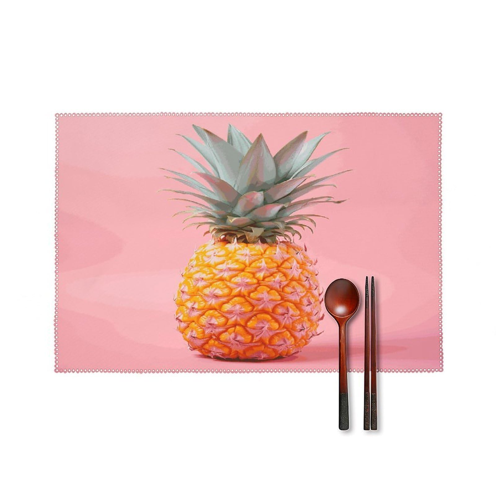 Btcowzrv Style A Pineapple Canvas Placemats Set Of 6, Wipeable Washable Place Mats For Indoor & Outdoor, Table Mat Decor For Kitchen Dining Party