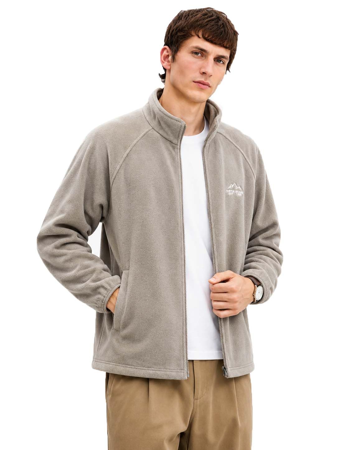 Men's Fleece Jacket | Lightweight Winter Wear | Full Sleeve Regular Fit | High Neck Zip-Up | Solid Jacket for Men(1-J-12-14)-image-0