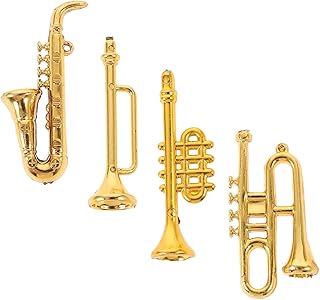 Toyvian 4 Peças Decoração De Plástico Mini Instrumento Estátua Bonecas Instrumento DIY Adornar Boneca Instrumento Musical Mini Casa Instrumento Casa De Bonecas Instrumento Casa De Boneca