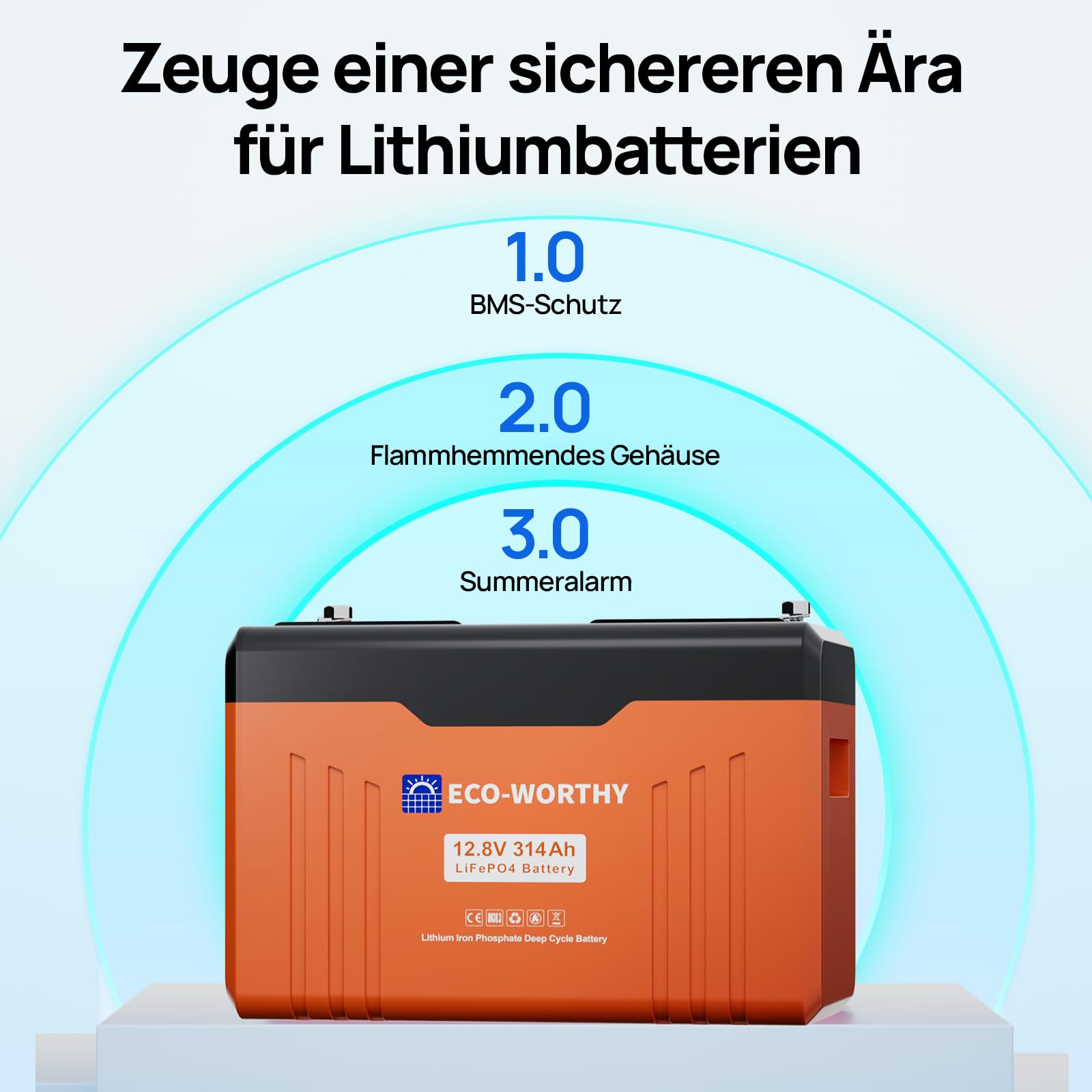ECO-WORTHY 12V 314Ah LiFePO4 Bluetooth mit Display,4019Wh Lithium batterie 12V mit BMS Low Temperature Schutz für Boot,Wohnwagen,Wohnmobil