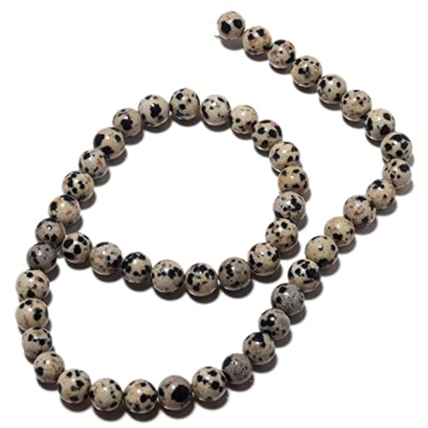 Perles jaspe dalmatien 8mm naturelles sans défaut pour création