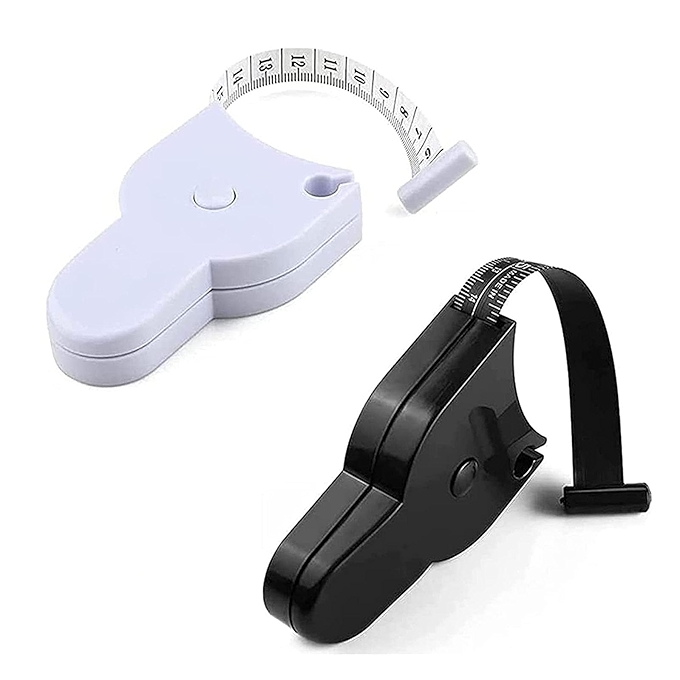 自动伸缩体围尺，便携多功能测量工具，健身尺（黑白色）