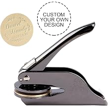 Book Embosser Stamp Custom Logo Embosser Seal Stamp for Books, Cards, Paper, Envelopes, Napkins Wedding Invitations Gift Mirror Black