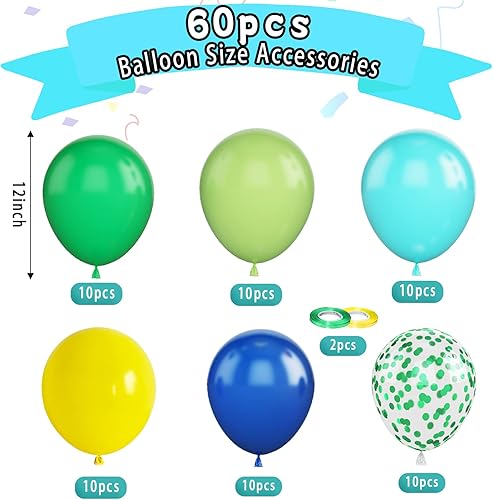 Miniatura 2 de Paready Globos verdes y azules, 60 globos de látex de 12 pulgadas, color azul marino, verde azulado, verde oscuro, globos de confeti verde azulado