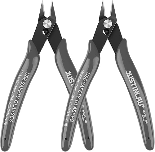 2 cortadores de alambre pequeños de 5 pulgadas, cortadores diagonales, cortadores de alambre de cobre suave y alicates de corte lateral para