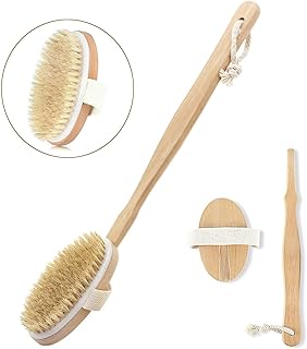 Timbuk2 Wooden Handle Natural Back Scrubber For Bathing Bath Brush Loofah With Long Handle |Back Bath Scrubber Bath Brush For Men And Women Loofah For Back Bathing