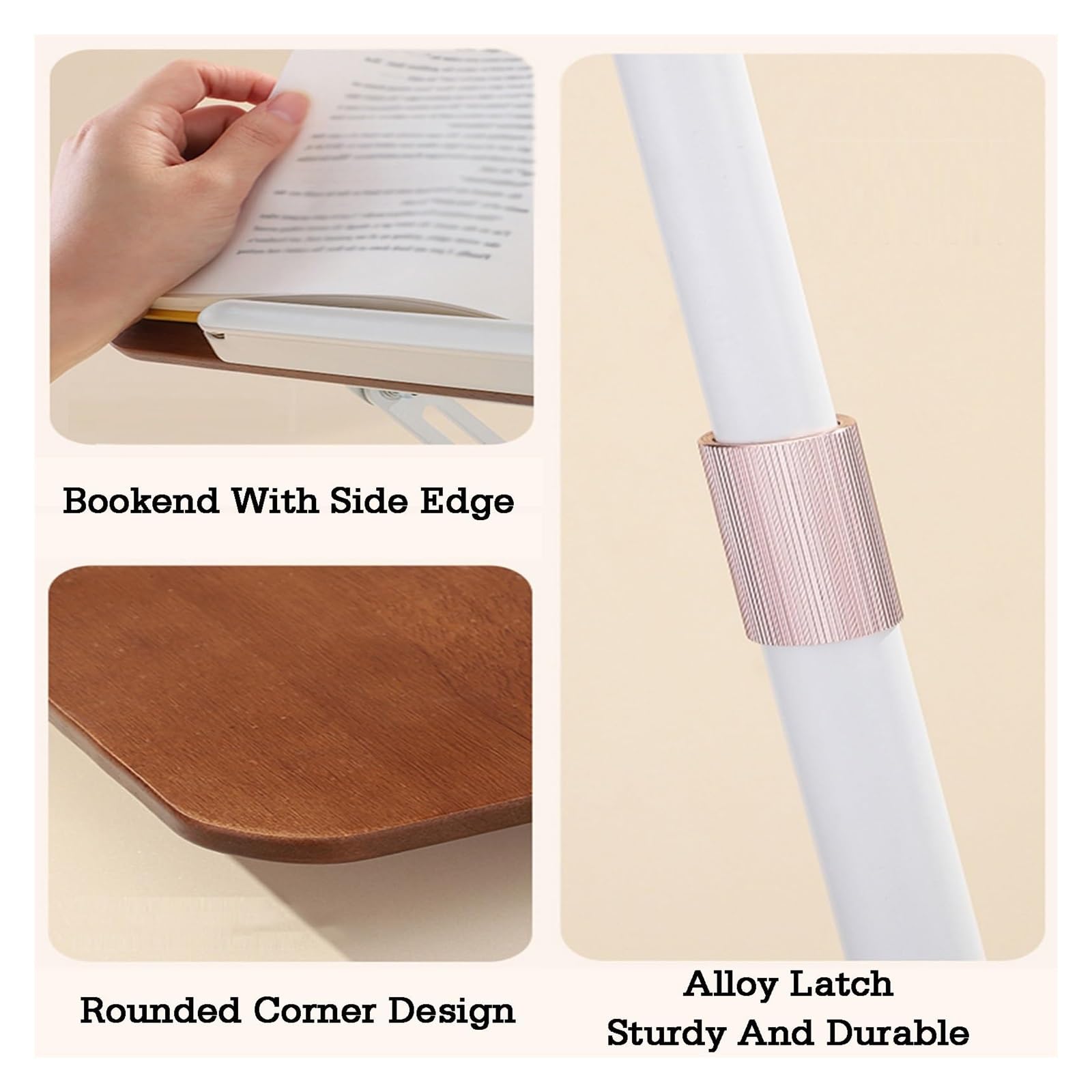 Verstellbare 2-in-1-Halterung aus Massivholz und Kohlenstoffstahl for Haushaltsbücher, Noten, Tablet-Ständer, Nackenschutz, freihändiges Büro, Lernen, Kochen(White,51-119cm)