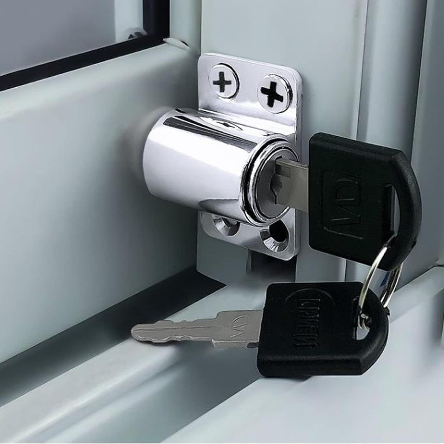 Window Locks for up and Down Windows with Key, Aluminum Alloy Window Door Frame Security Locks for Home and Office (Black & Silver) (Black & Silver-1)