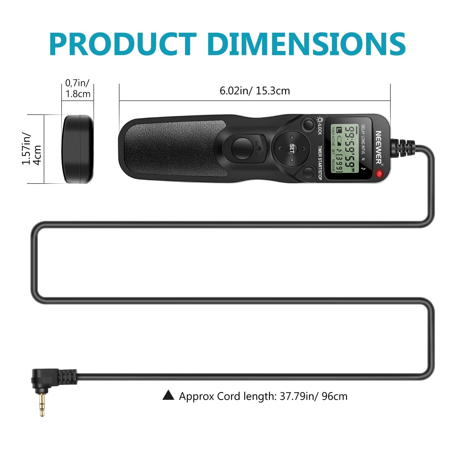 NEEWER Télécommande de Minuterie Déclencheur À Distance Minuteur Replacement EZA-C1 Pour Canon EOS Pentax Hasselblad Contax RS-60E3