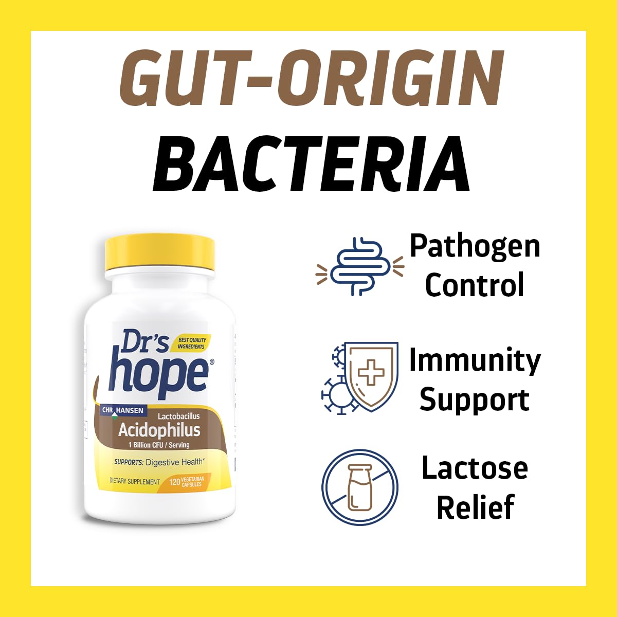 Lactobacillus Acidophilus 1B CFU, Probiotics for Digestive Health - Supports Digestive Health, Immune Function, and Overall Gut Health - 120 Veggie Capsules, Made in The USA