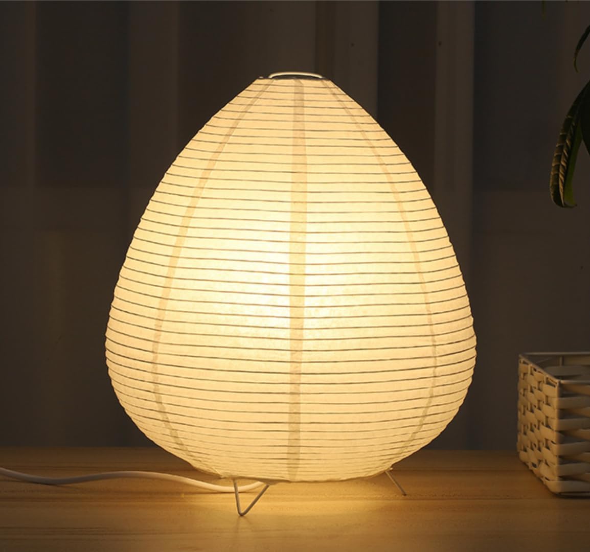 Paper Lantern Table Lamp Wabi-Sabi Paper Night Light Bedside Lamp Decorative Table Light Table Lighting For Bedroom,Living Room, Homestay