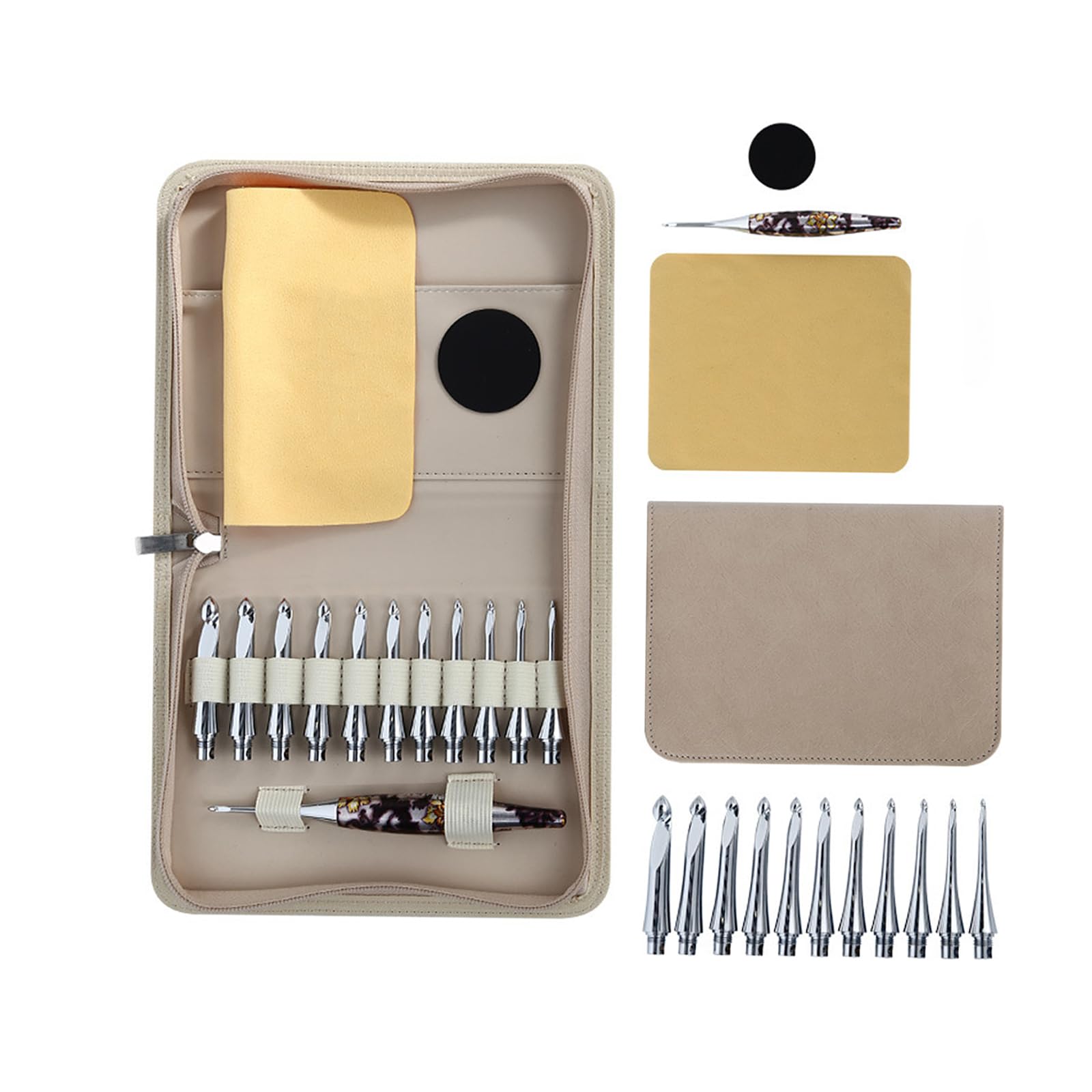 Aguja de ganchillo tunecina con 11 puntas intercambiables, herramienta ergonómica para tejer ganchos, herramienta tunecina de 3,5-10 mm