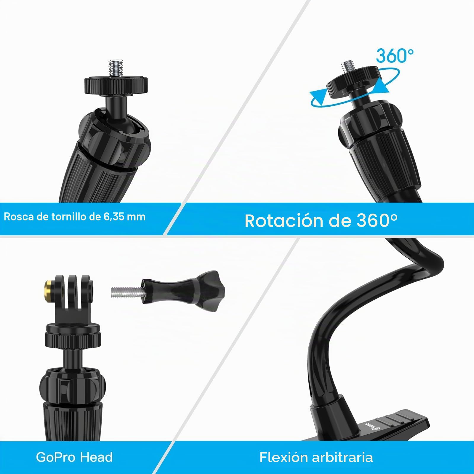 Smatree webcam Mount Flexible Gooseneck Stand para NexiGo N660P, N680P, N930E, N940P, N950P, N960P, N980P y Otros Dispositivos con Rosca de 1/4" (webcam no incluida)