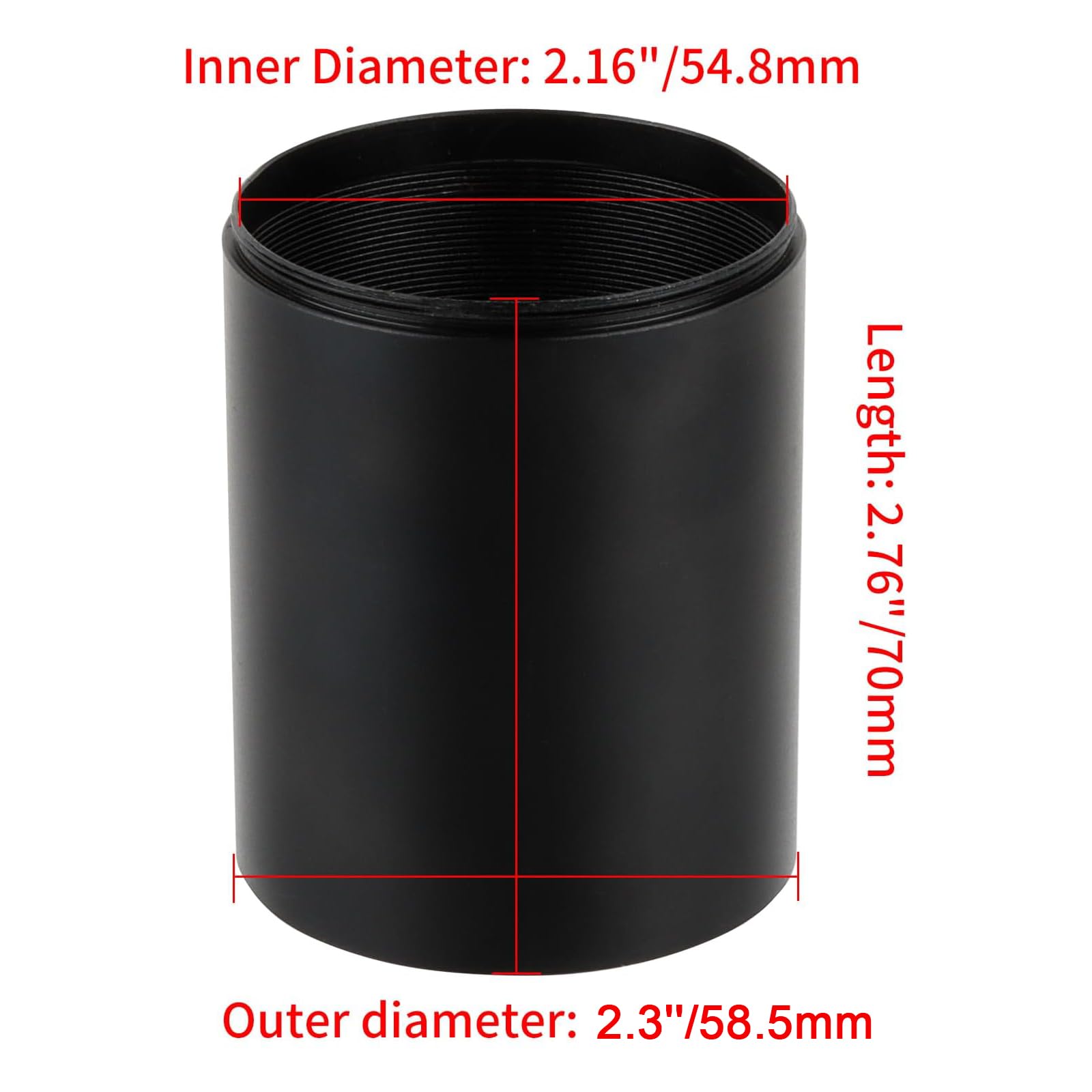 Pare-Soleil Objectif 50 Mm – Court Aluminium – Capuchon Avant 7 Cm – Anti-Éblouissement