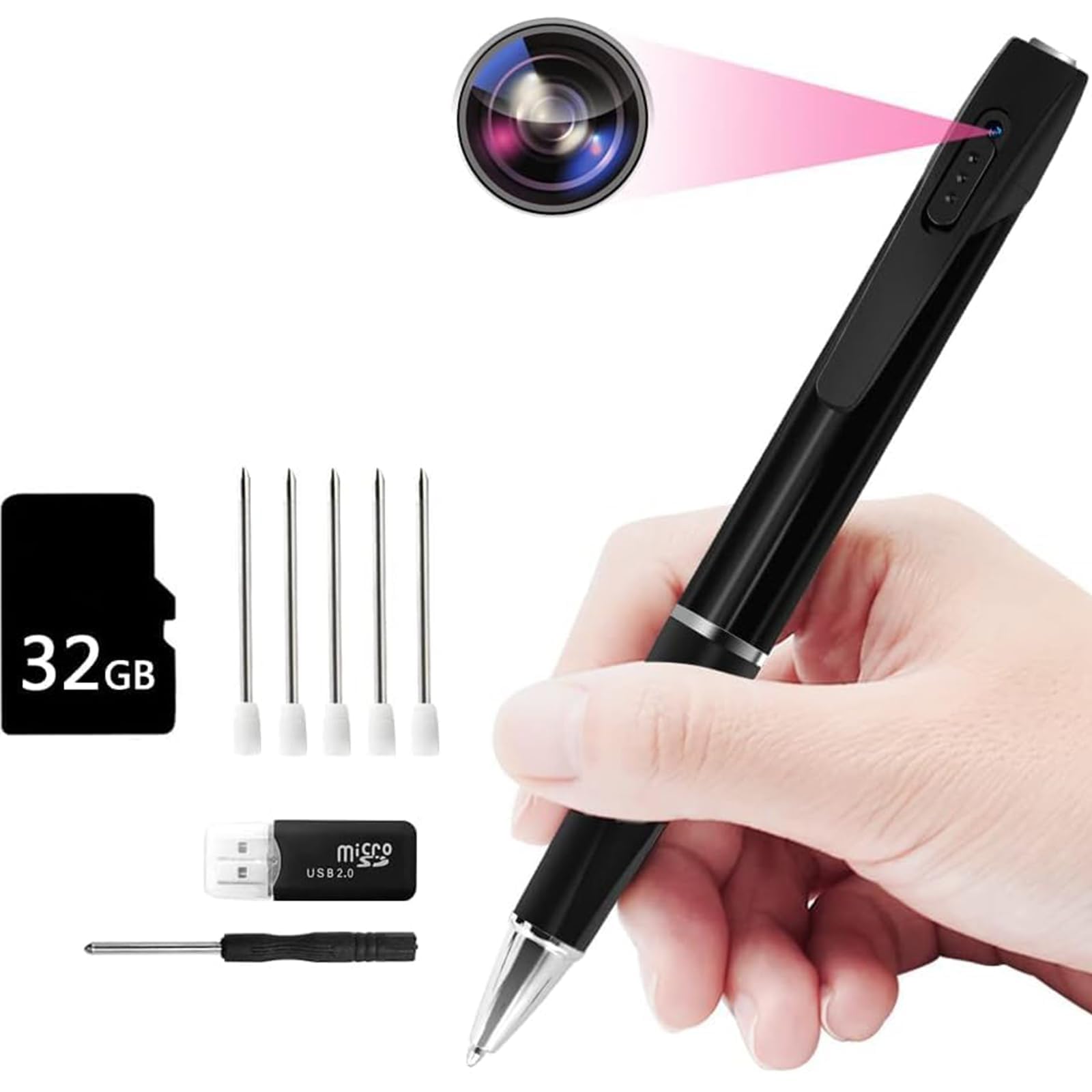 TANGMI Spy Camera Pen Camera 1080P Hidden Camera with SD Card 32GB Mini Spy Camera with Photo Shooting Video Recording for Business Meetings