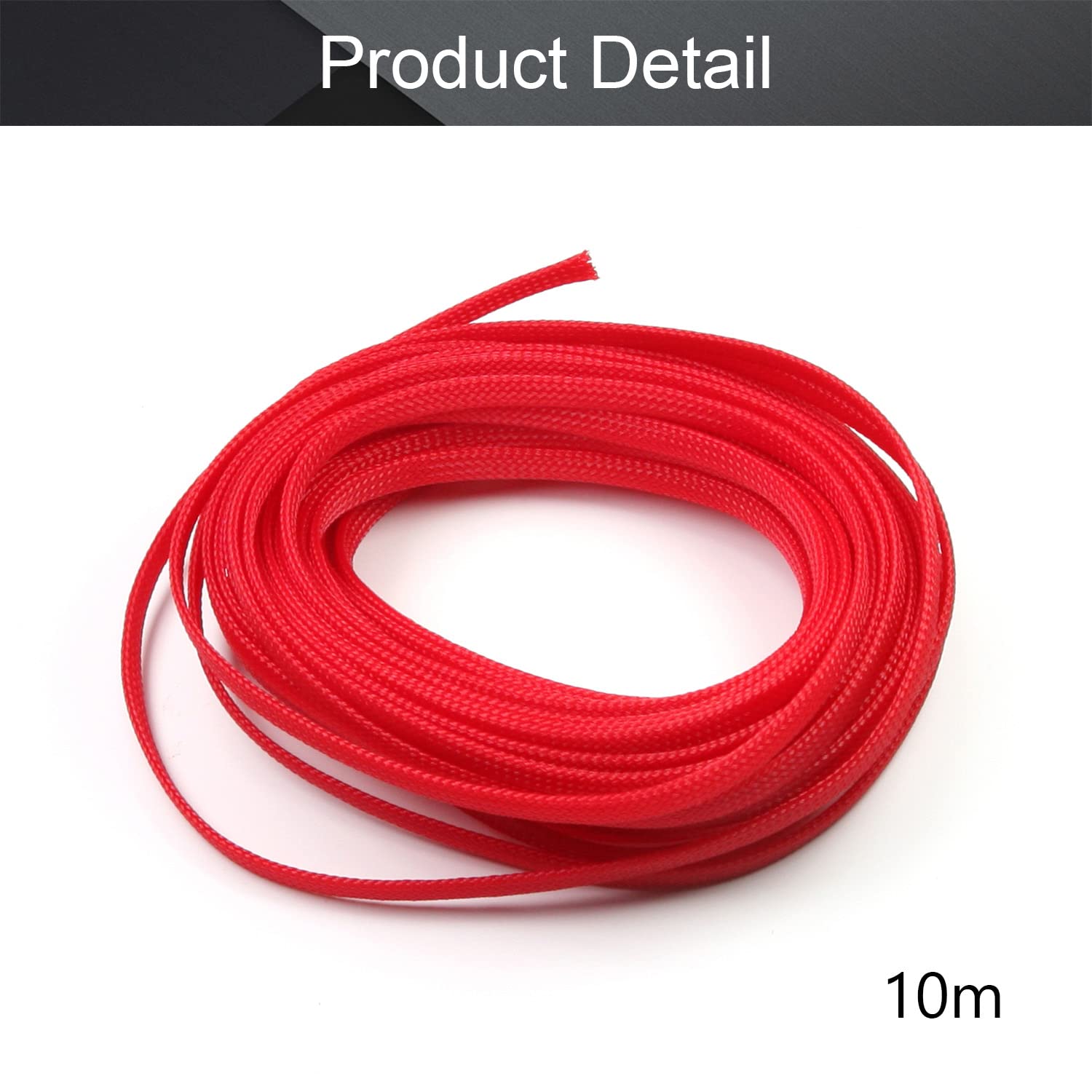 Othmro Copertura flessibile e espandibile intrecciata in PET, 100 m, 6 mm di larghezza, copertura per tessitura di fili e organizer, protegge TV, audio, cavi PC da animali domestici, Rosso, 1 pezzo