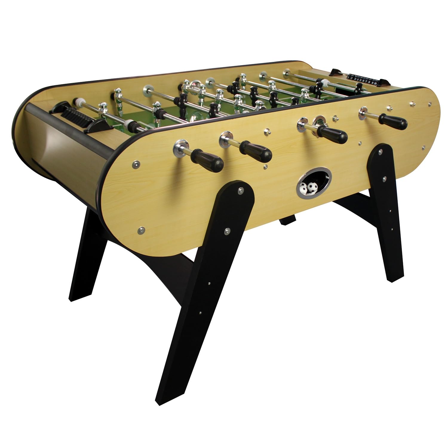 Baby-Foot SAO Paulo Bois Clair Style Bistrot 146x74 cm | Barres télescopiques en inox pour plus de solidité, poignées longues, joueurs finition ABS, 4 balles incluses