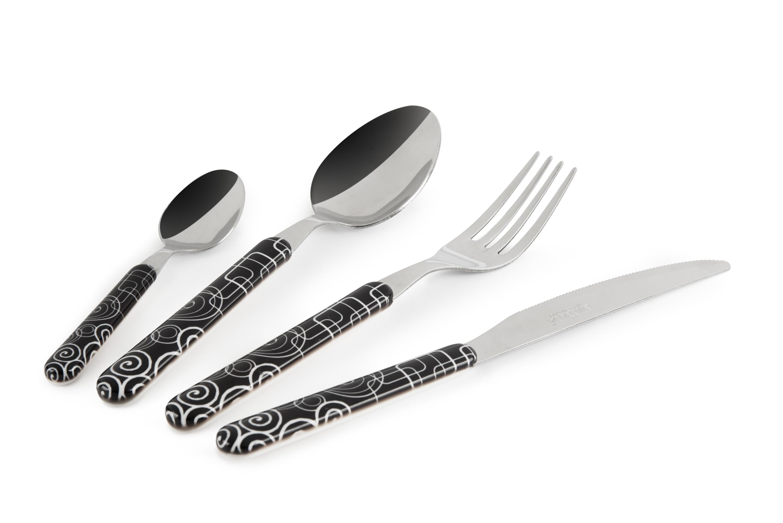 Excelsa Magic Black Set 16 Posate, Acciaio INOX, Manico in Plastica