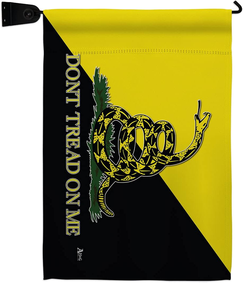Gadsden Anarcho Capitalist Garden Flag Set Wall Hanger Americana US Historic July Memorial Veteran Independence United State American Small Gift Yard House Banner Made In USA 13 X 18.5